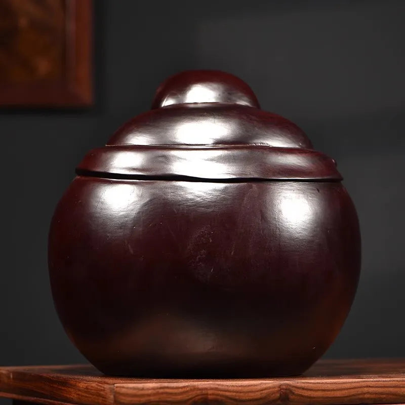 Handcrafted black sandalwood laughing buddha statue - happy maitreya figurine feng shui gift for good luck & harmony