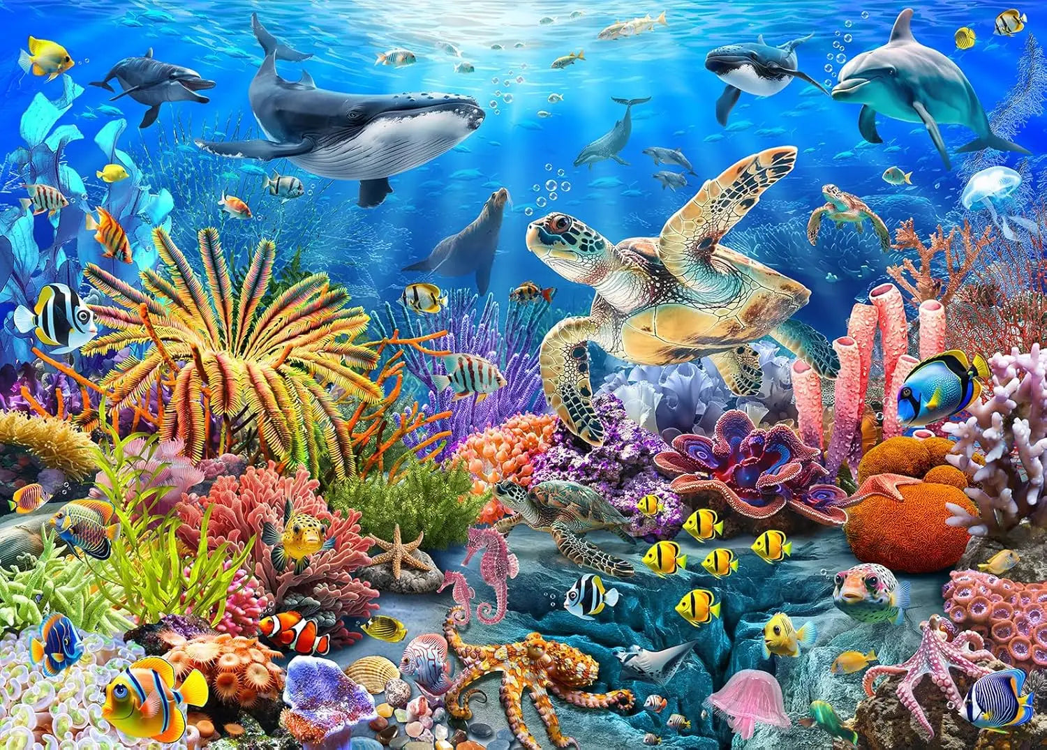 300/500/1000 pcs jigsaw puzzle marine organism wooden focus enhancement therapy office decor meaningful retirement gift