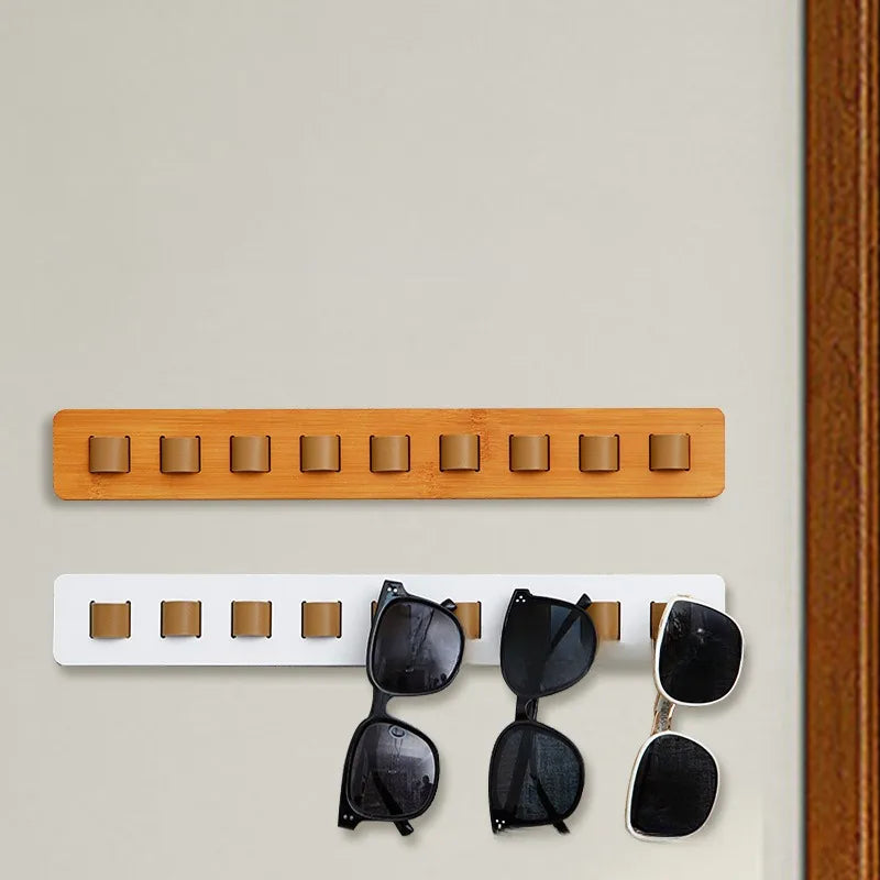 Wooden eyeglass storage rack wall mounted household sunglasses glasses display