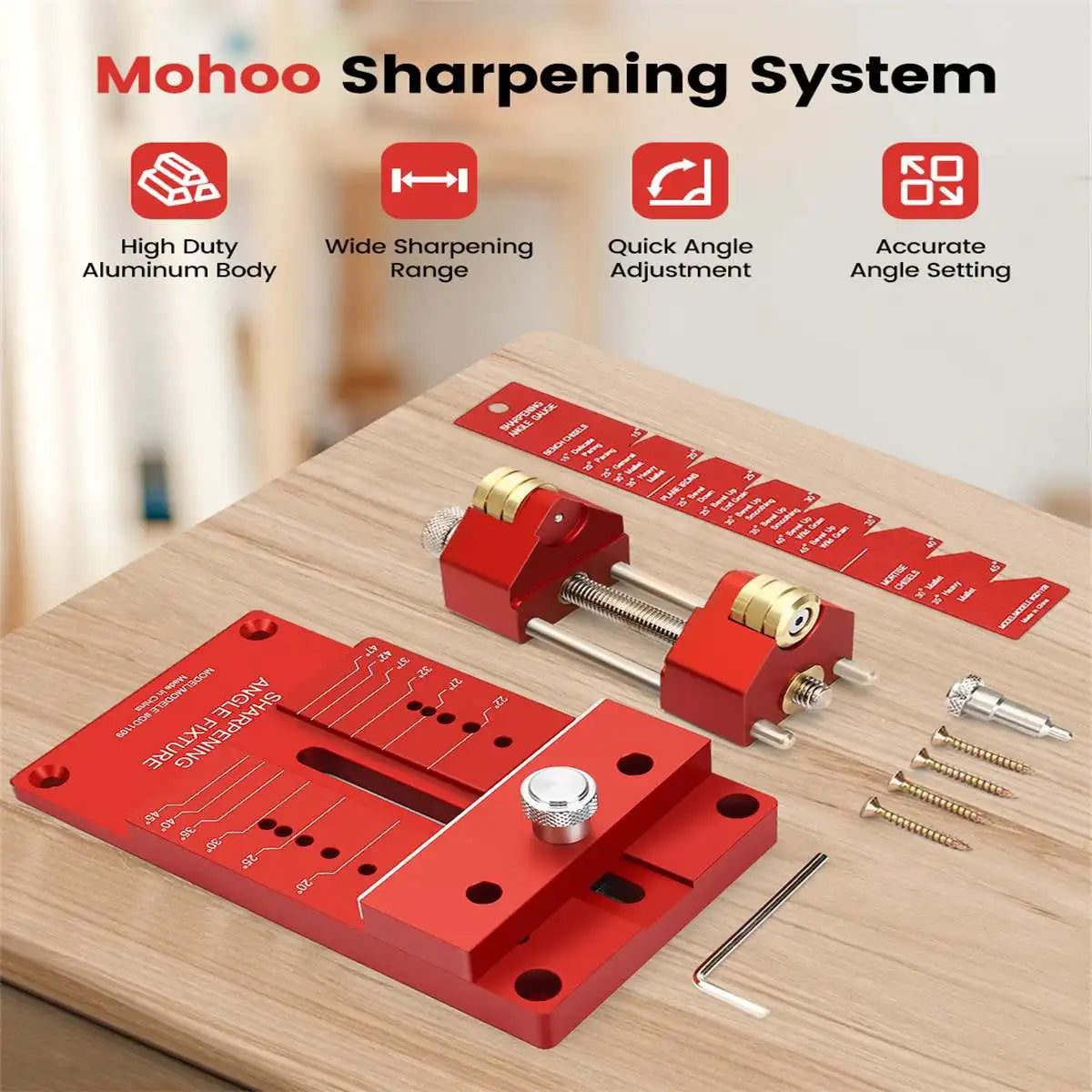 Mohoo gd1109 sharpening system two types honing guide holder angle fixture gauge for woodworking chisel