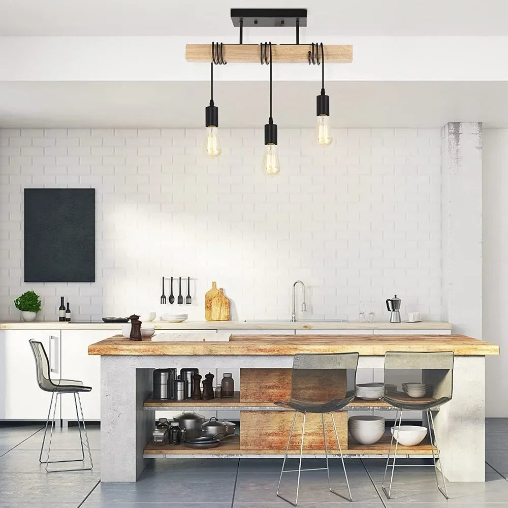 Retro chandelier ceiling light wood art winding ceiling/hanging lamps for living room dining bedroom