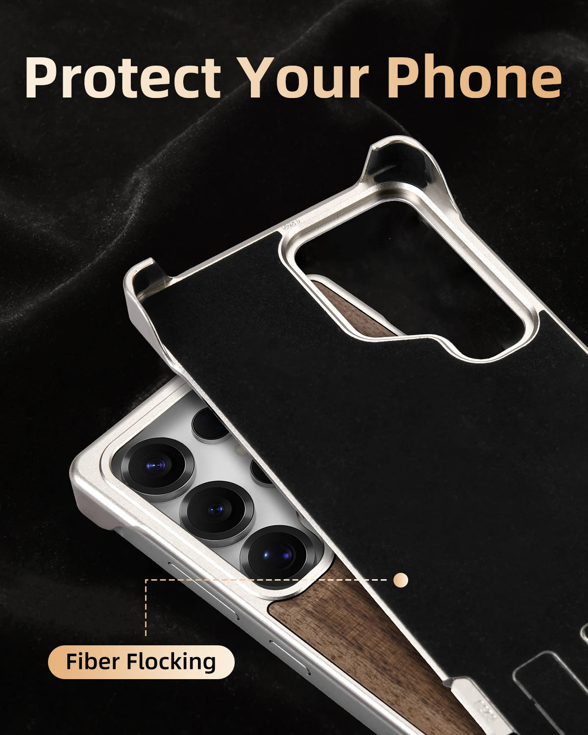 Oatsbasf solid wooden phone case for samsung galaxy s25 ultra magnetic shockproof metal frameless easy to install