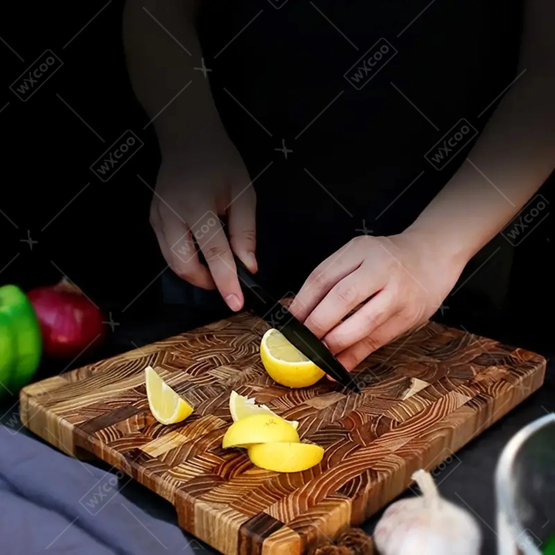 Teak wood cutting board for kitchen solid chopping acacia wooden checkerboard splicing thicken cut fruit