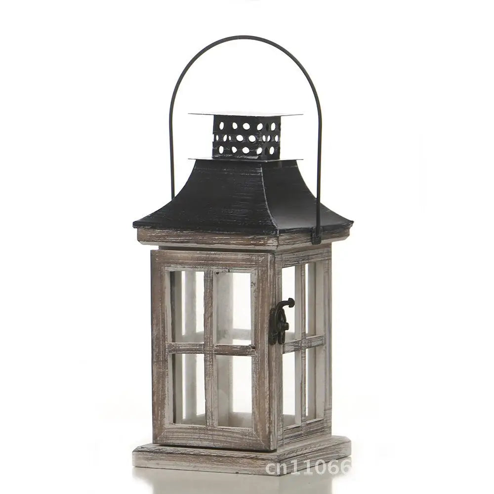 Vintage american wooden candle holder european style wind lamp home decorations christmas ornaments coffee color wood