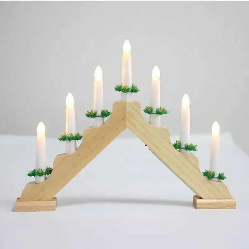 Christmas candle holders table led window decoration wooden candlestick holder decor light porta velas gift fc037