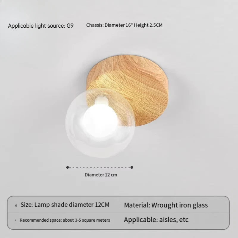 Creative wood grain ball corridor lamps glass luxury ceiling light new simple entryway balcony aisle - a2