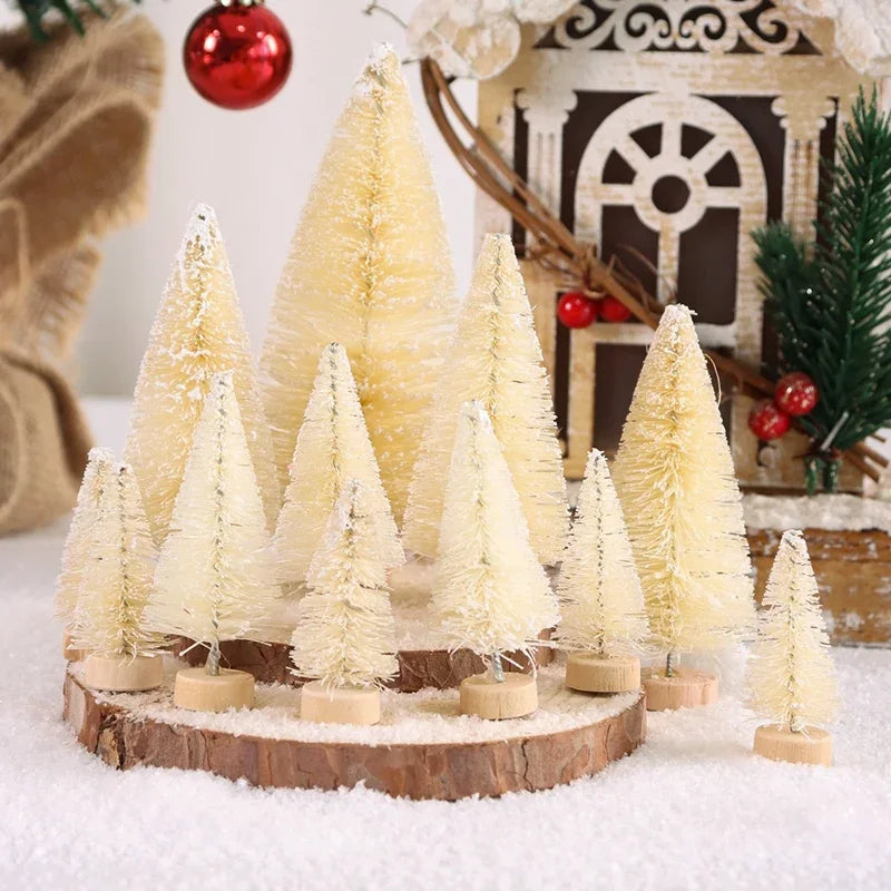 8/12pcs mini wooden christmas trees artificial tree for xmas tabletop ornaments decorations 2025 navidad
