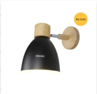 Wooden nordic wall lamp with switch modern sconce for bedroom living room home lighting macaroon 6 color steering head