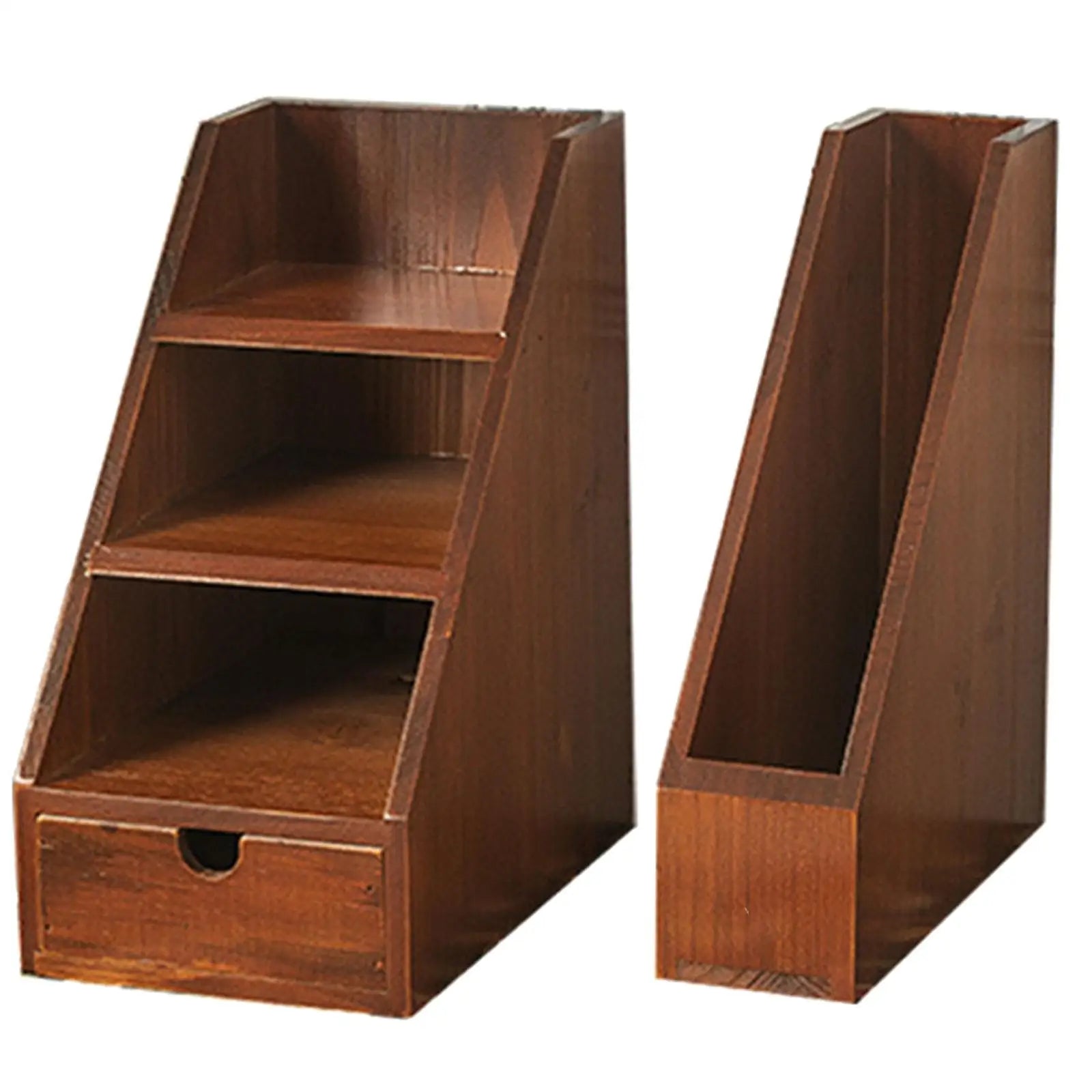 Office desk vintage wooden organizer rustic sturdy retro portable rack stationery box for countertop drawer school