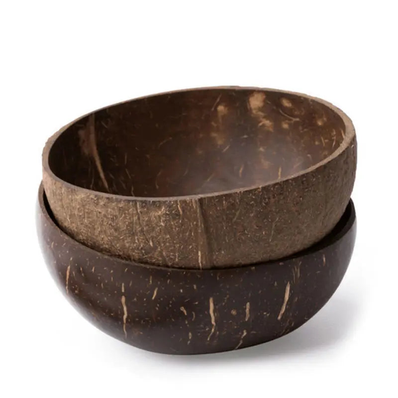 Coconut bowl set natural handmade shell tableware wood spoon dessert fruit salad mixing rice ramen wooden bamboo