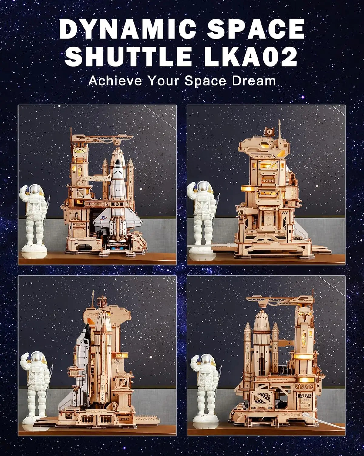 Robotime rokr 3d wooden puzzle space shuttle model kits for adults to build stem toy gift lka02