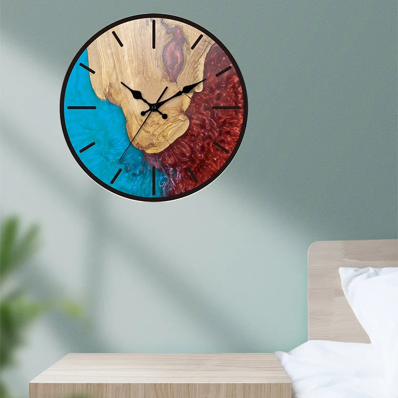 New 12 inches nordic simple acrylic wall clocks wood grain texture clock living room decorative fashion silent - 4