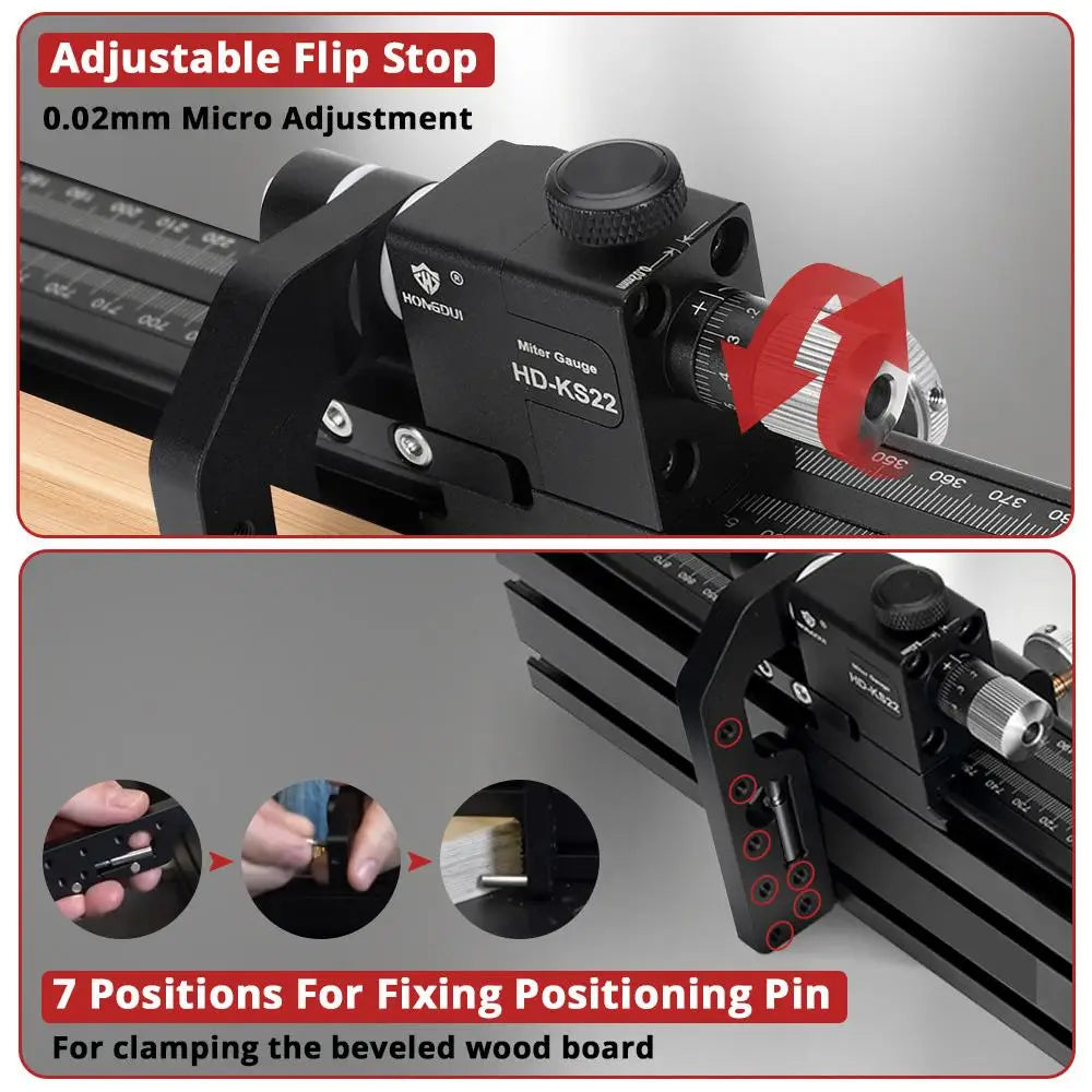 Hongdui hd-mg21 0-70 degree miter gauge with 850mm extended fence for woodworking table saw router precision angle