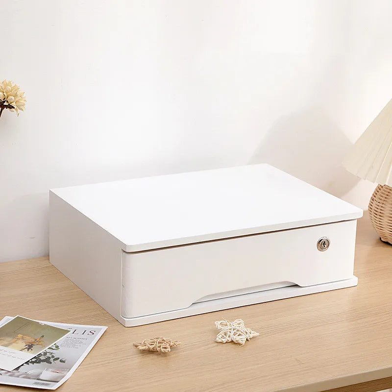 1/2/3 tier desktop storage box wooden drawer organizer with lockable drawers no assembly required