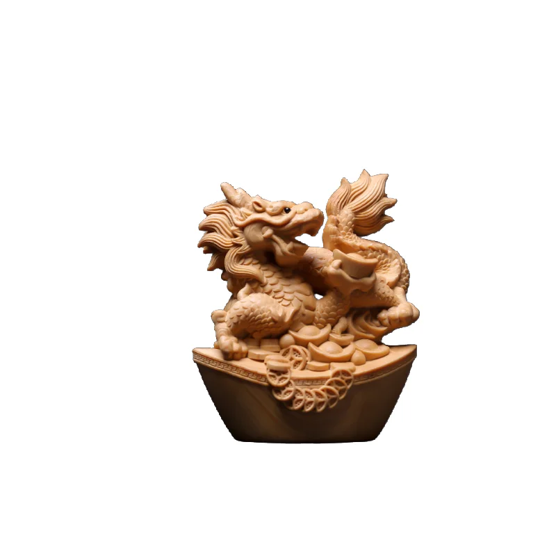 Hand-carved hinoki wood zodiac animal figurine - 6’’ chinese feng shui sculpture home decor collectible art gift