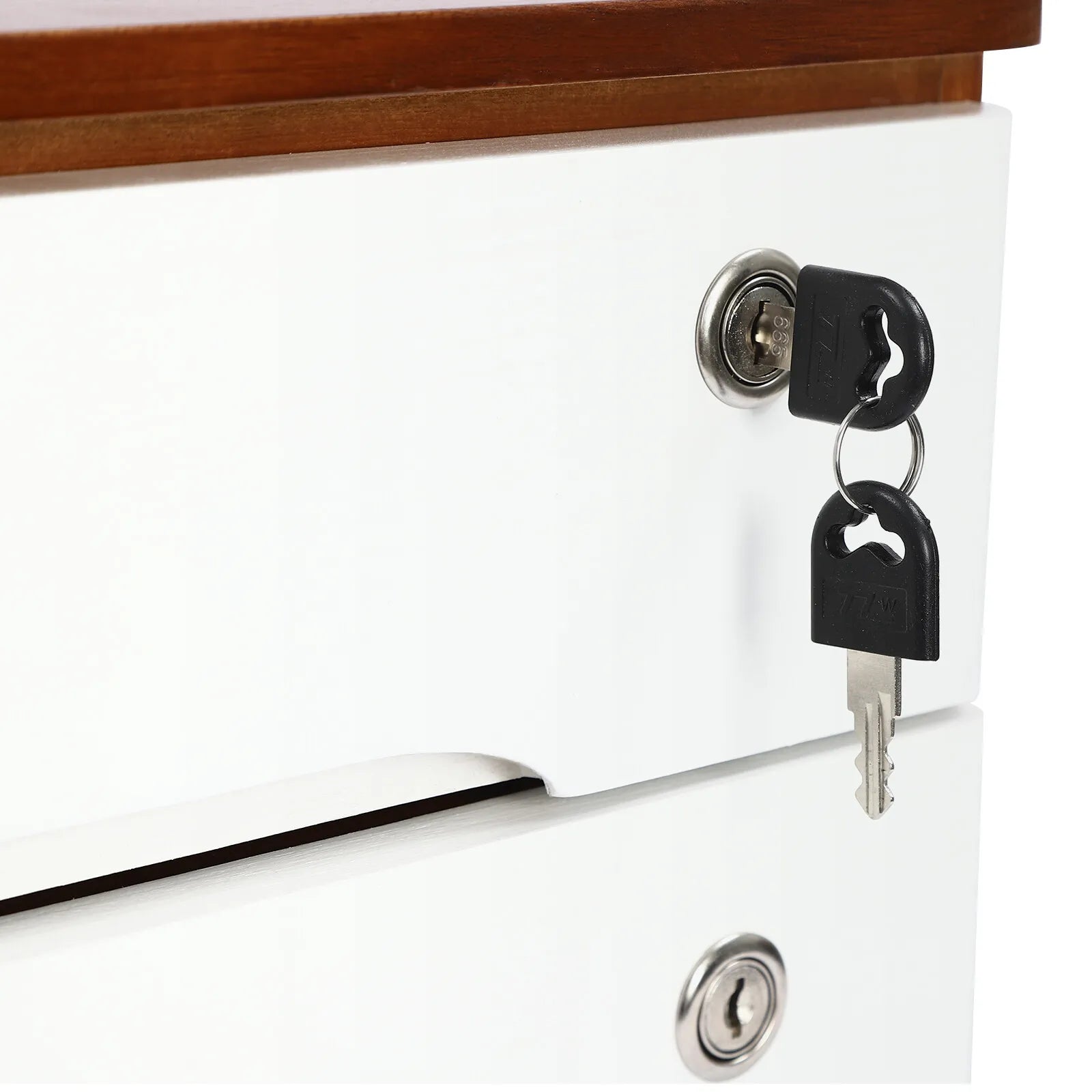 Wooden desktop storage box desk organizer box + lockable drawer - united states / wine red