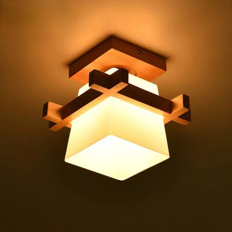 Artpad simple japan tatami e27 wooden lamp light hallway porch balcony ceiling fixtures glass modern - china