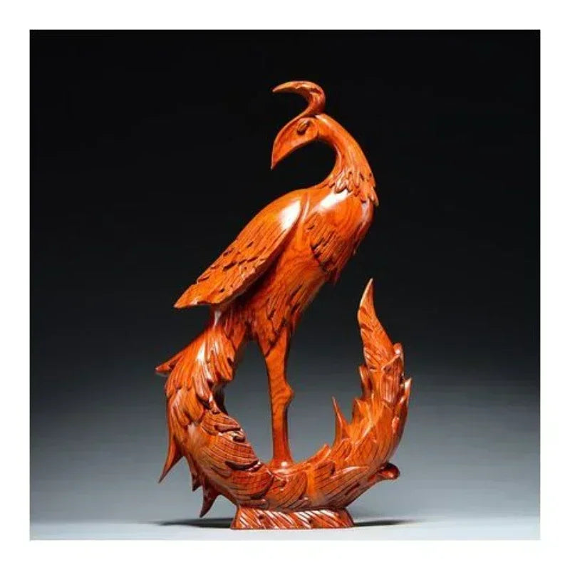 1 pcs solid wood carving crafts living room bedroom study display rack home decoration simulate phoenix shape