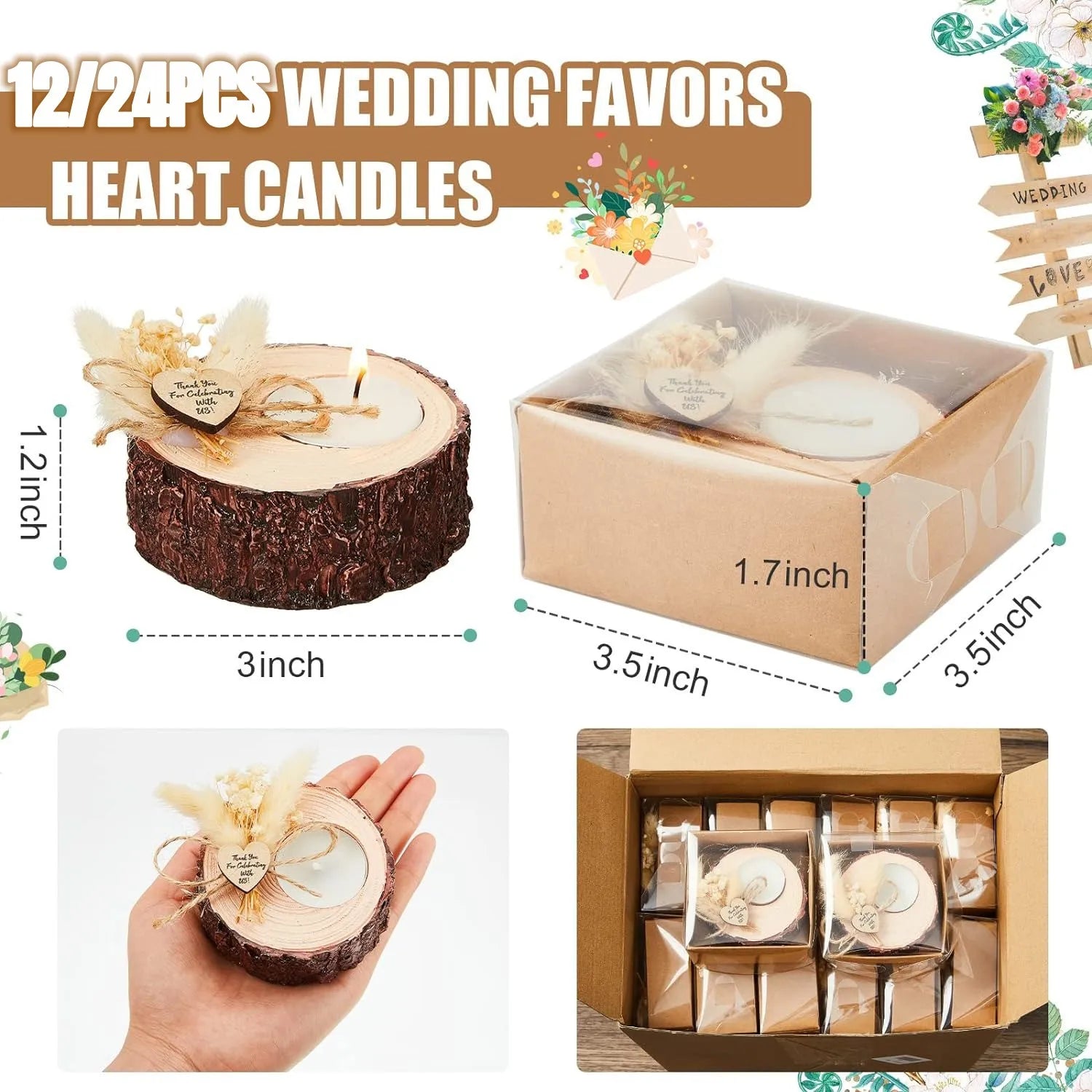 10/15/20pieces guest gift candles wedding wooden tealight candle holders bridal shower thank you baby gifts party favors