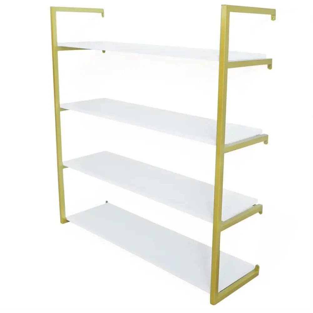 Xuthusman 36inch wall mounted floating shelves 4 tier wood bookshelf for living room office bedroom gold(4 tiers)