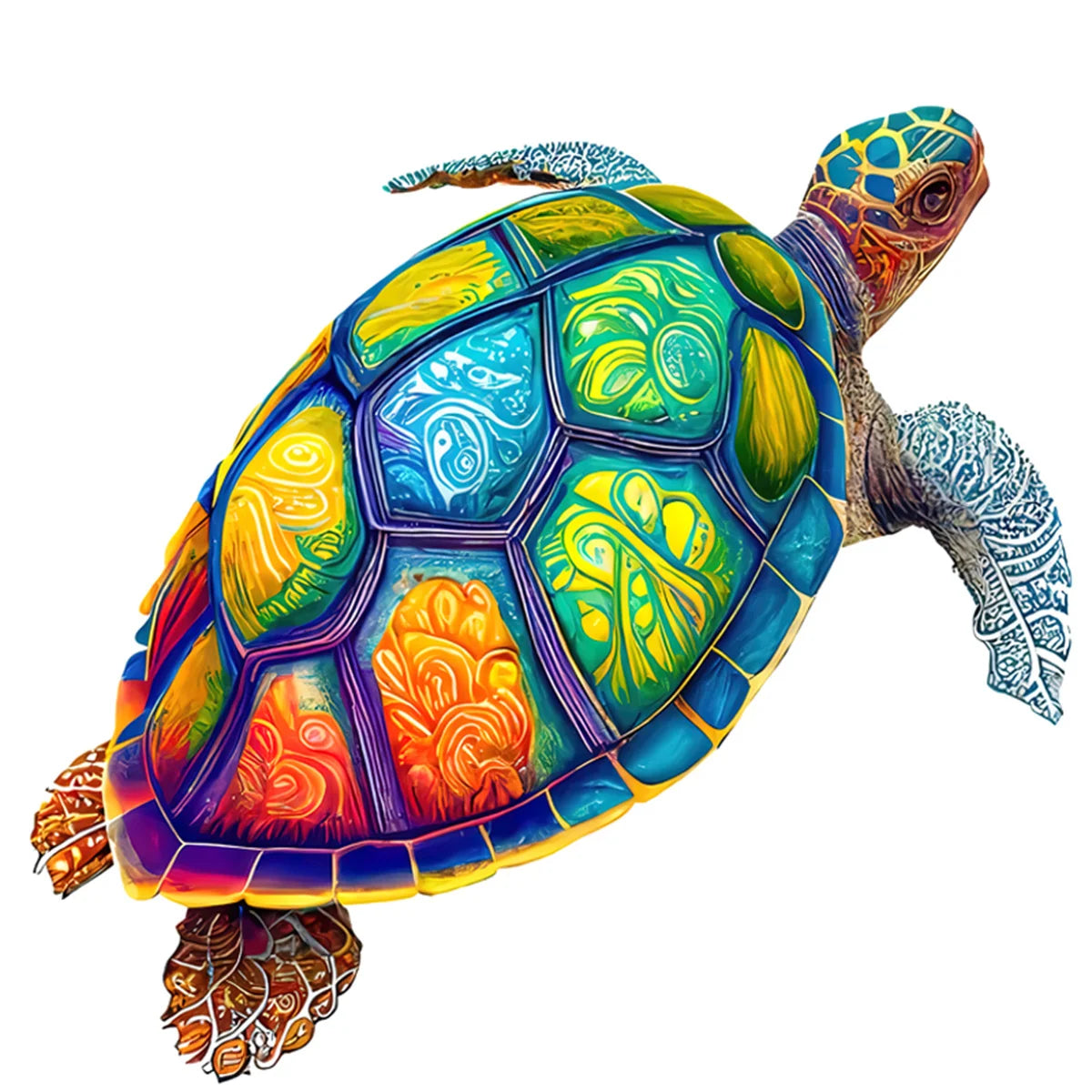 3d turtle father and son wooden jigsaw puzzle，ideal gift for adults artistic brain teaser unique irregular animal shape