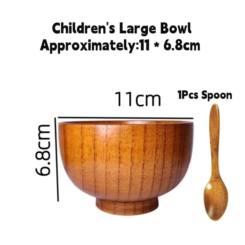 Japanese style natural wooden bowl tableware for fruit salad noodle rice soup bowls kitchen utensil dishes handmade
