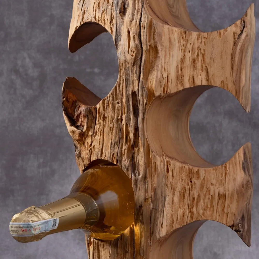 Wooden wine rack – unique bottle made from natural wood freestanding for floor or countertop deco - united states