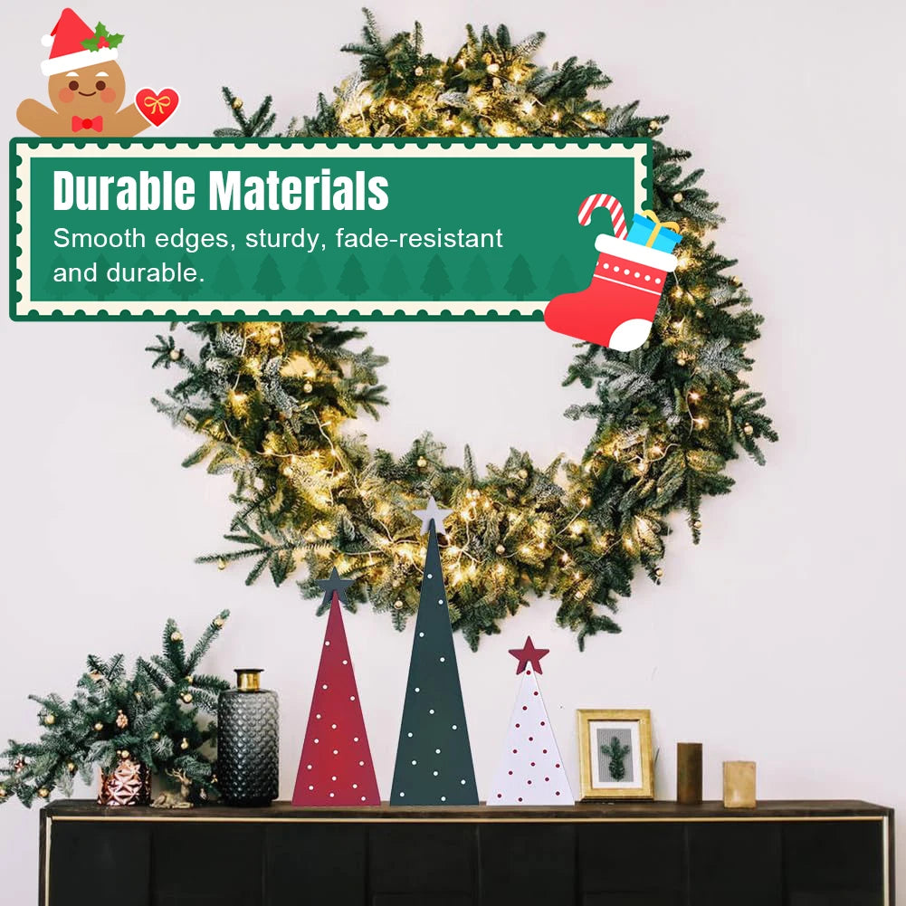 3pcs xmas trees tabletop decorations detachable star rustic tree table signs christmas wood sign for home office decor