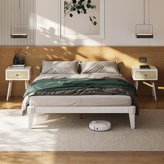 Bme chalipa 14” queen bed frame - solid wood platform - japanese joinery - slat support - no box spring neede - united