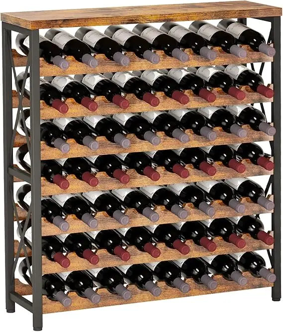 Freestanding wooden wine storage shelf 56-bottle capacity stackable for living room use - united states / b0bwcjd532