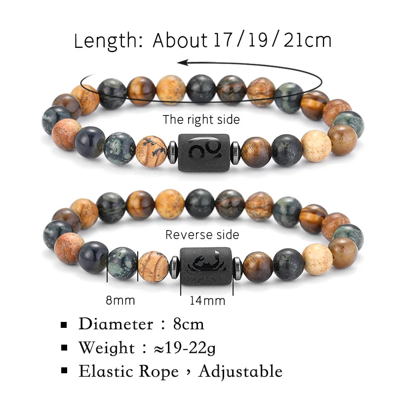 12 zodiac bracelets natural stone cancer virgo leo libra bracelet couples friendship gifts jewelry pulsera hombre