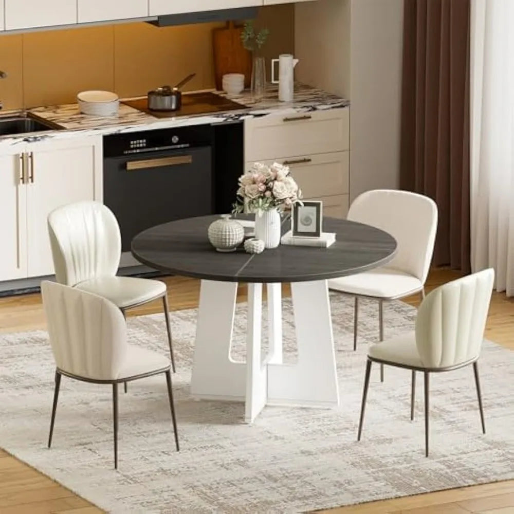 47 inches round dining table for 4 people large dinner farmhouse wood kitchen dinning room liv - united states / grey