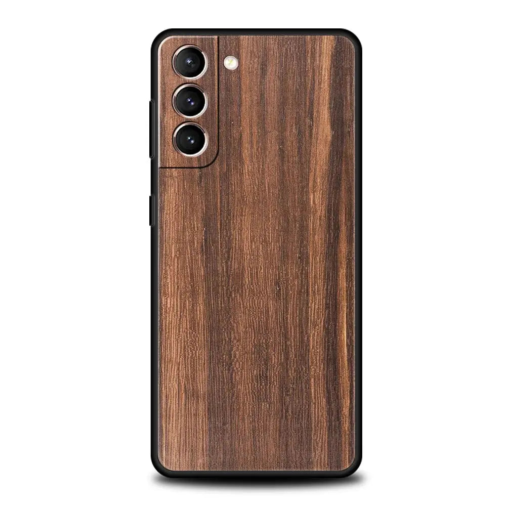 Carved wood case for samsung galaxy s22 s21 s20 ultra fe 5g s24 s9 s10 plus s23 s10e silicone phone cover shell black