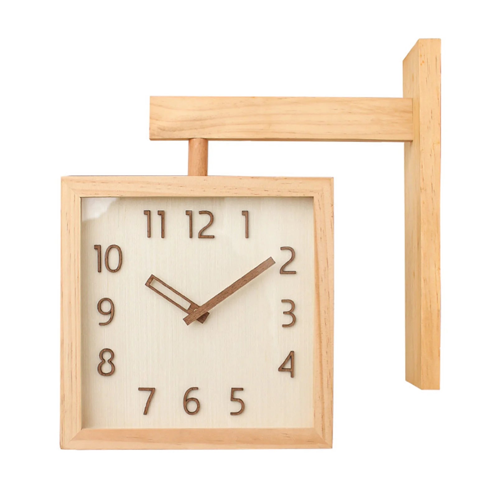 Corner clock double sided decorative silent wooden simple battery powered for home living room - 3115240039211