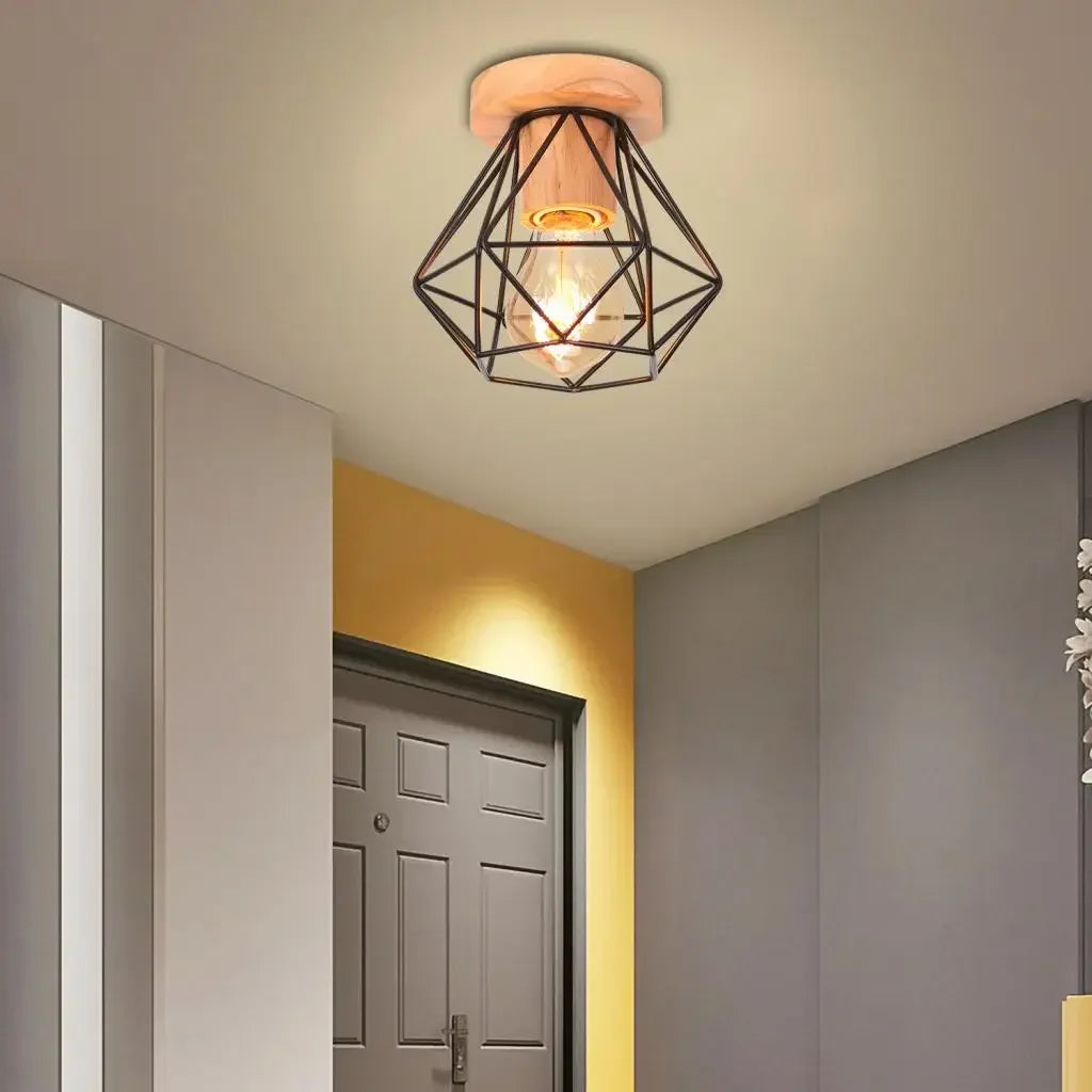 Led lights for room lamps living wood art light modern simple retro ceiling entrance lighting