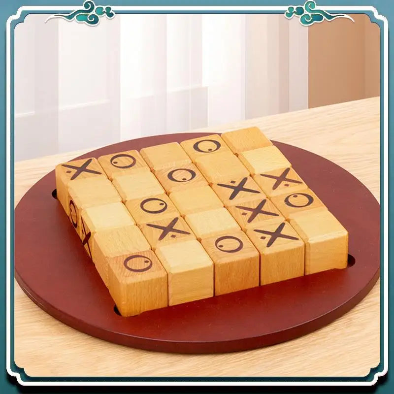 Reliable xo chess board wooden mini tic-tac-toe game desktop board-games interactive educational montessori-toys