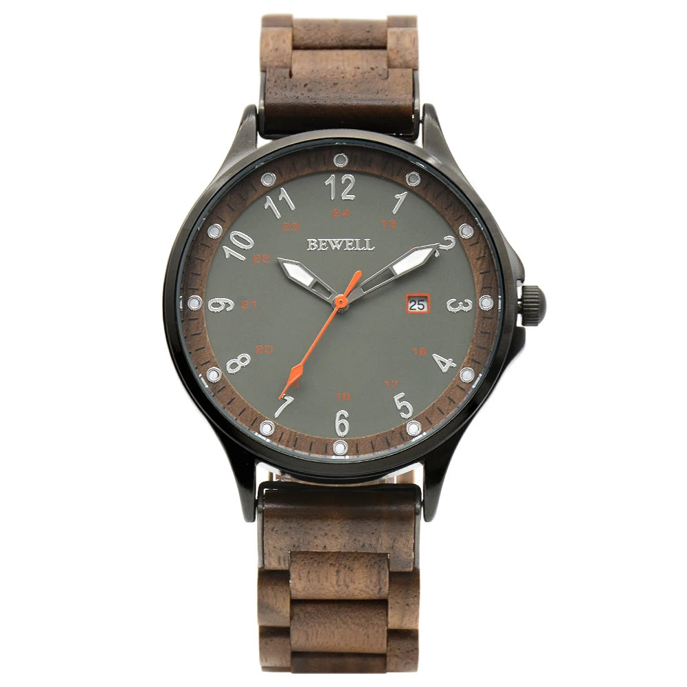 Alloy wooden watches for men slim analog quartz minimalist wrist watch - 198a