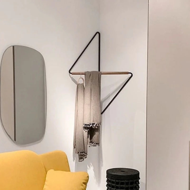 Nordic wood wall hanger clothes rack corner hat decoration organizer portable storage furniture