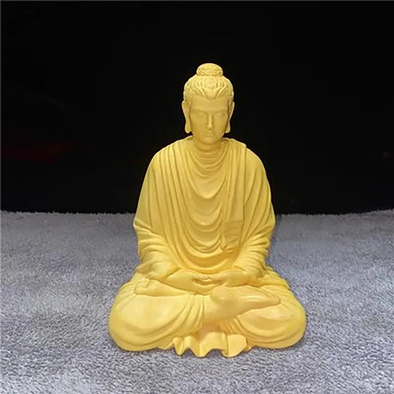 Wooden shakyamuni buddhist figure statue solid wood hand carving chinese buddha home living ornaments feng shui - light