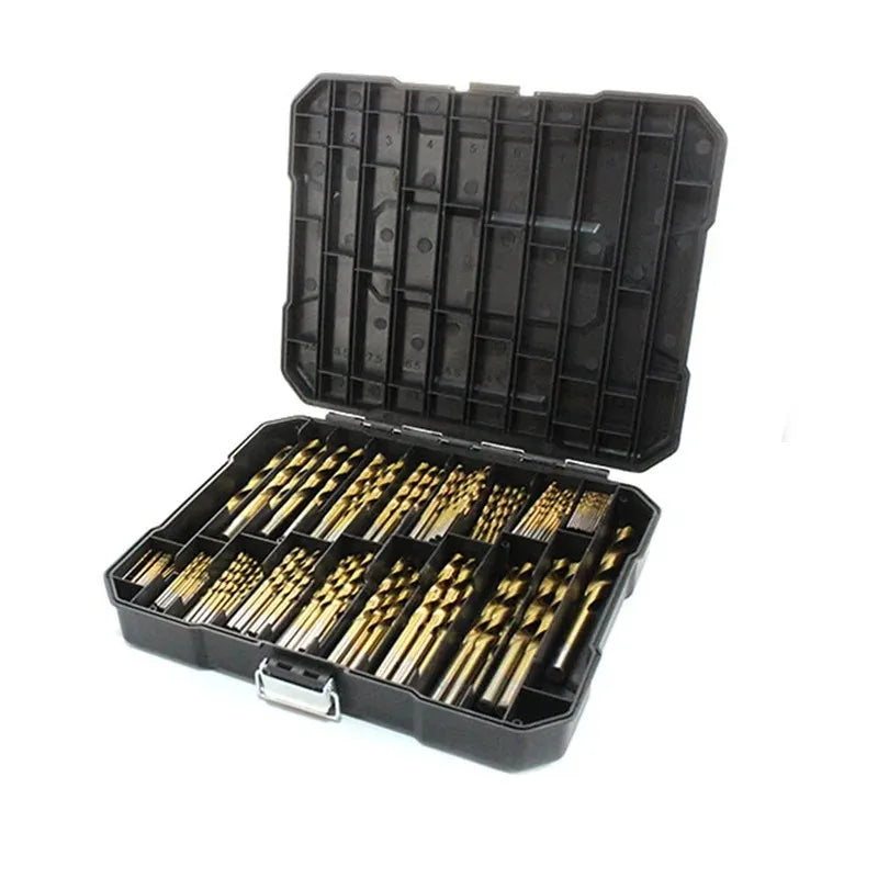 230pcs titanium coated twist drill bit set with case 135°tip metric bits size from 1.0-10mm for woodworking plastic