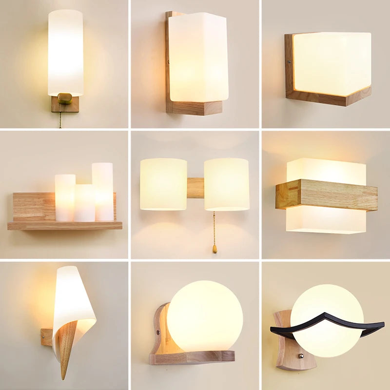 Modern led wall lamps wooden lights bedroom bedside stairs corridor interior mounted lighting sconce home decor light