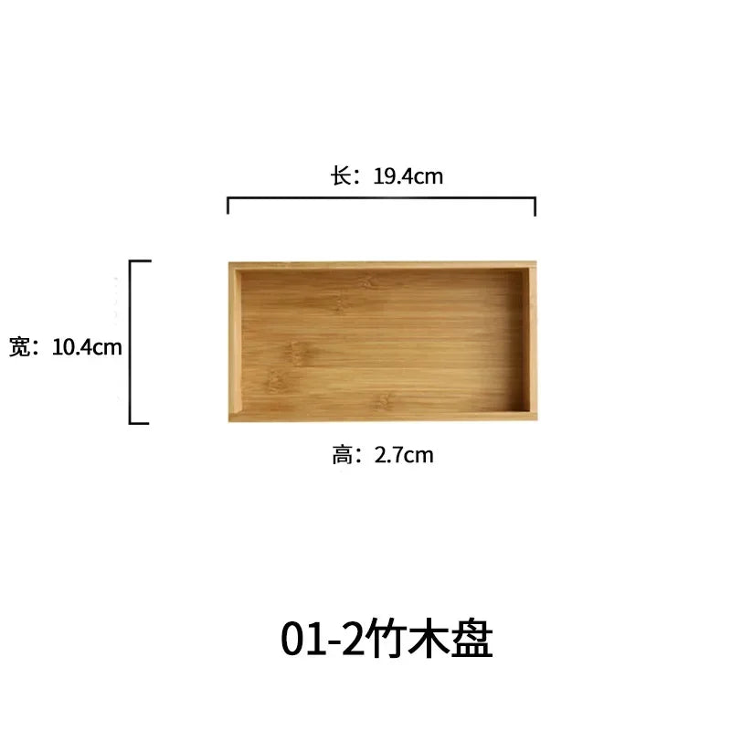 Japanese style bamboo wood tray square wood plate dinner plate bamboo tea restaurant hotel wooden fruit teapot - 01