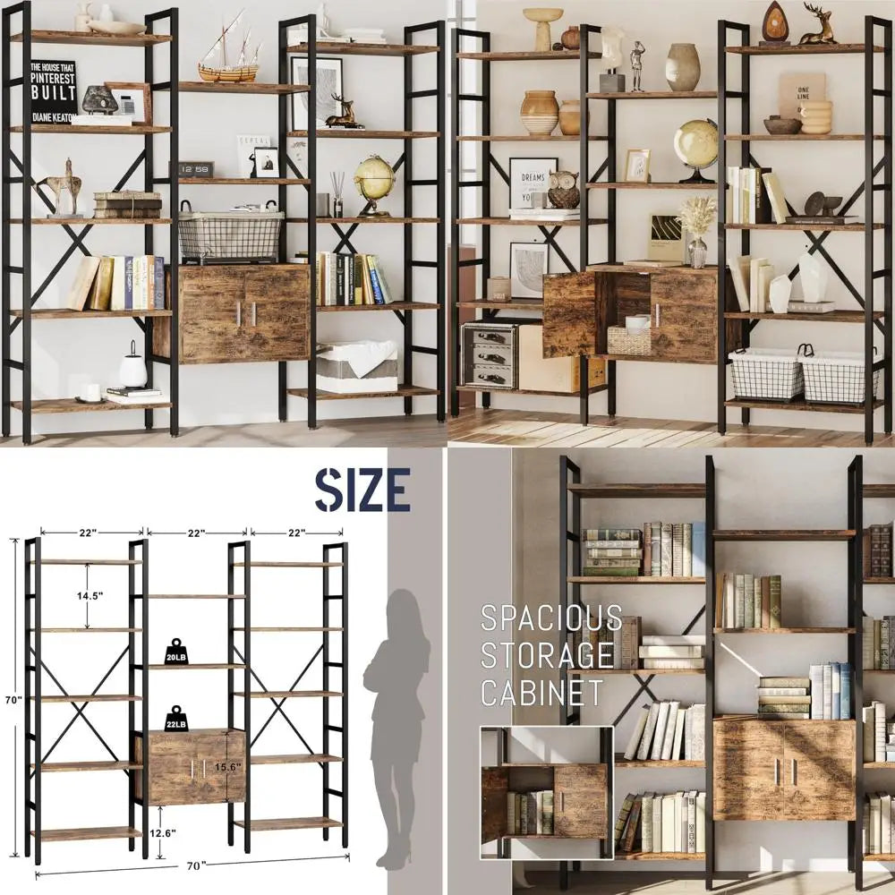 large-industrial-style-tall-bookshelf-with-storage-cabinet-open-shelves