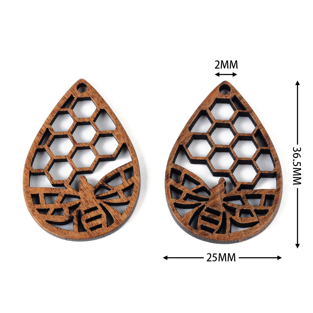 6pc/lot fish/flower shape wood pendant resin plate pendants jewelry accessory handmade connector diy earring component