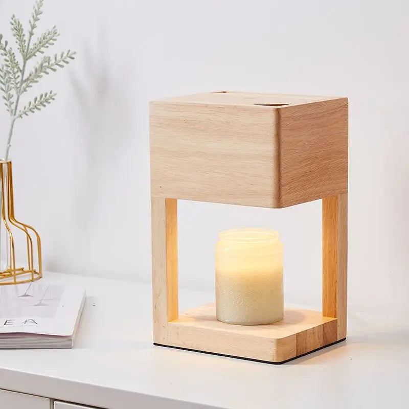 South korean solid wood lamp body electric candle warmer wax melt lamps scented candles for desk table bedroom night