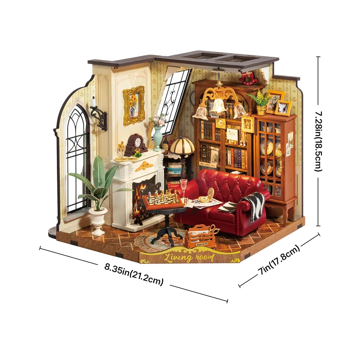 Robotime rolife catherine’s living room diy miniature house kit wooden dollhouse model building with led and furniture