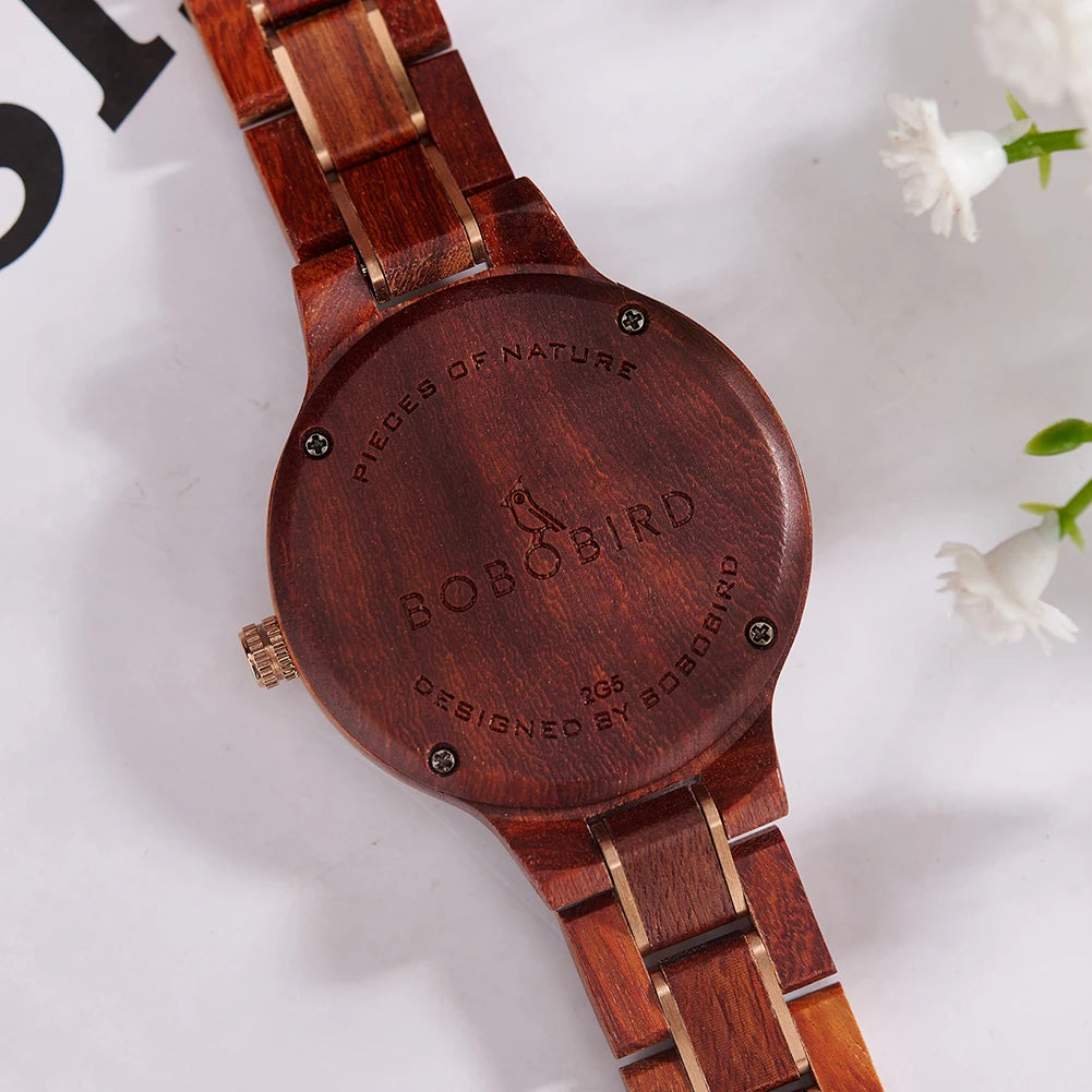 Bobo bird women’s wooden watch zebrawood walnut red sandalwood minimalist design handmade gift with box dropshipping