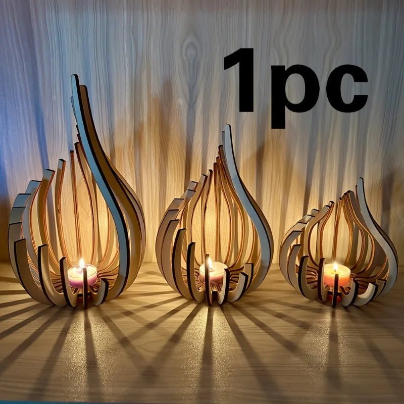 1pc elegant modern minimalist candleholder wooden table centerpiece candlelight accent for party decor - home