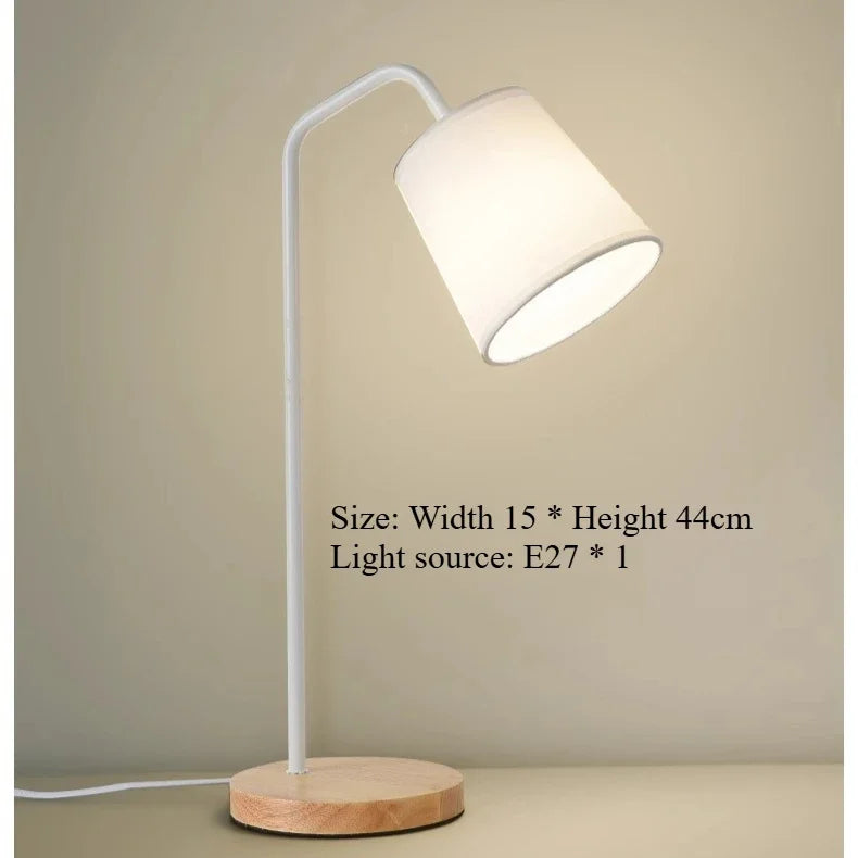 Nordic e27 led wooden desk lamps vintage black white iron table lights rod countryside style bedside reading lighting