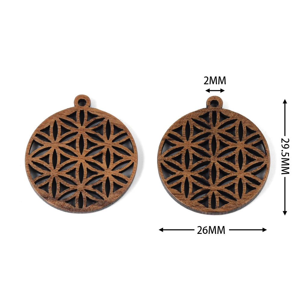 6pc/lot fish/flower shape wood pendant resin plate pendants jewelry accessory handmade connector diy earring component